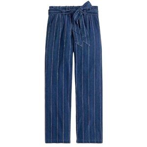 J. Crew Paper Bag Pants in Indigo Stripe Size 8 NWT